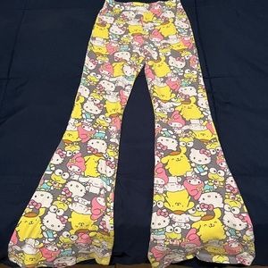 Sanrio Hello Kitty Color Block Graphic Flare Pants Medium